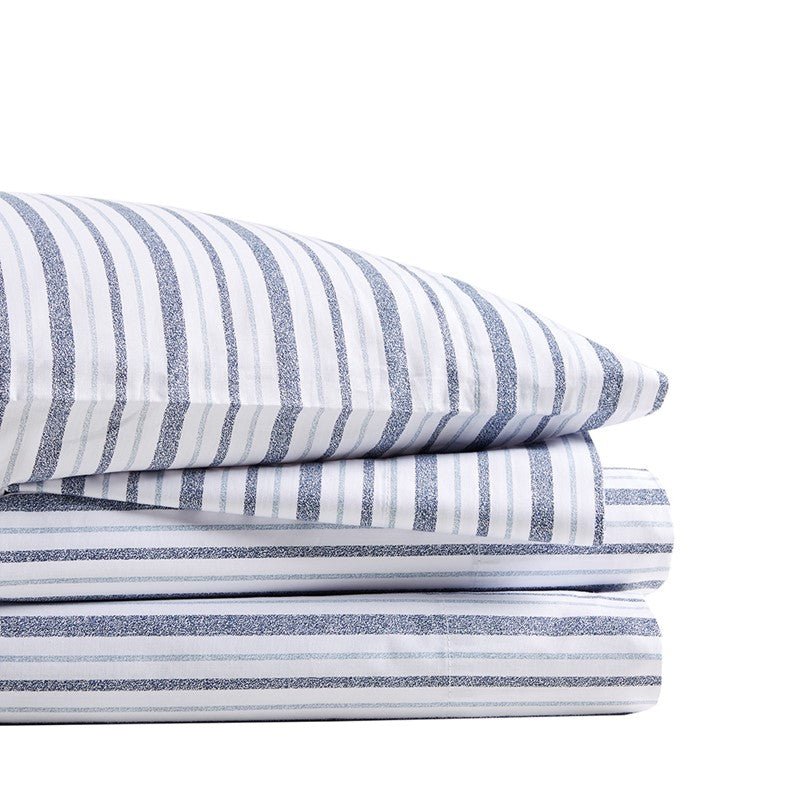 New! Nautical Print Blue Striped Sheet Sets - 100% Cotton - Percale - Nautical Sheets - Quahog Bay Bedding