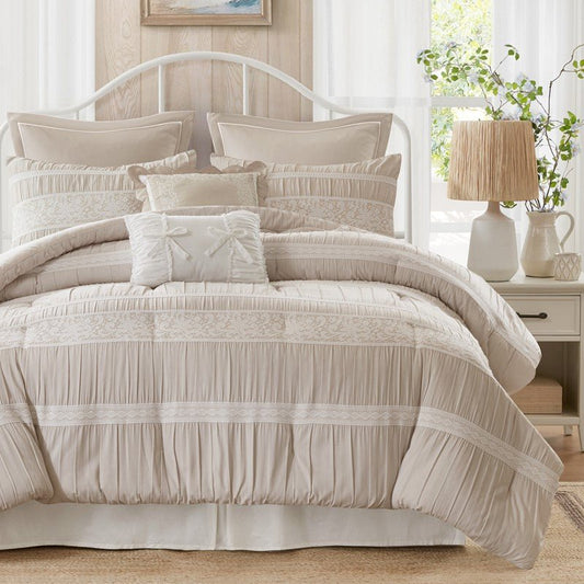 New! Perryn 7PC Cottage Style Comforter Set - Neutral - Quahog Bay Bedding