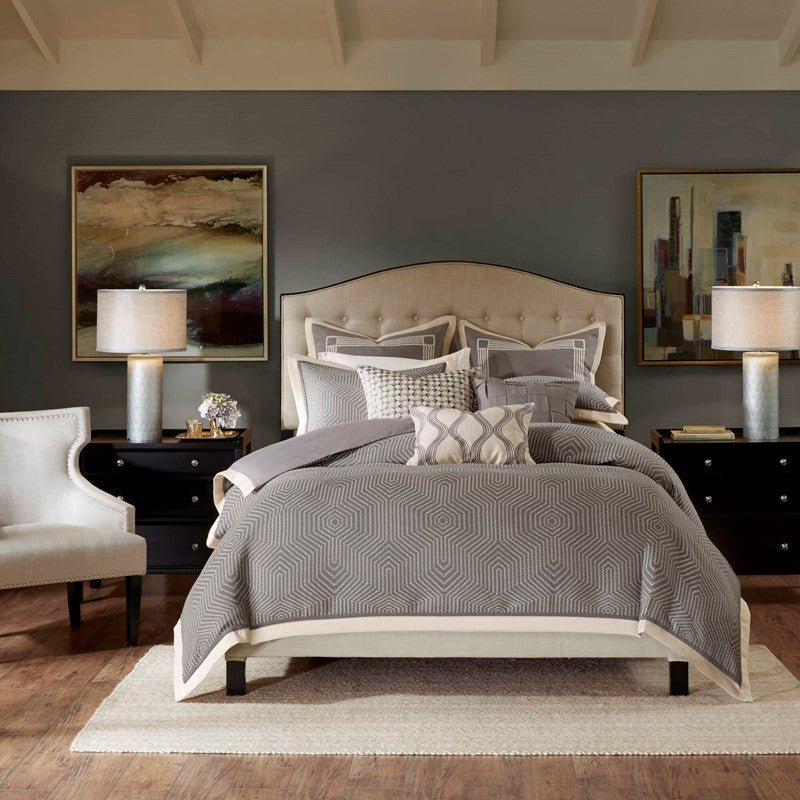 New! Shades of Serenity Oversized Jacquard Comforter Set - Grey - Quahog Bay Bedding