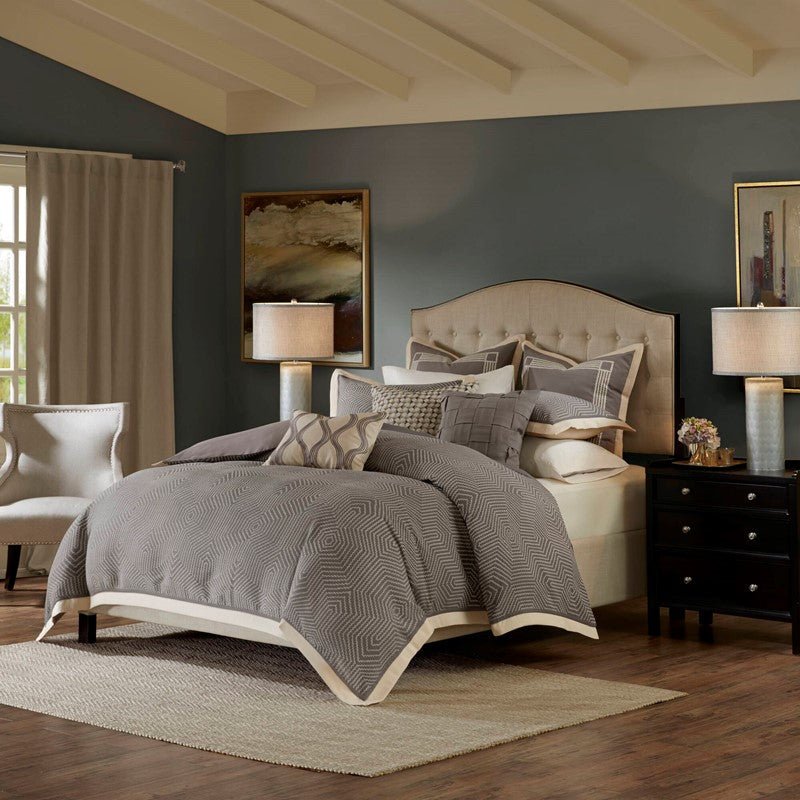 New! Shades of Serenity Oversized Jacquard Comforter Set - Grey - Quahog Bay Bedding