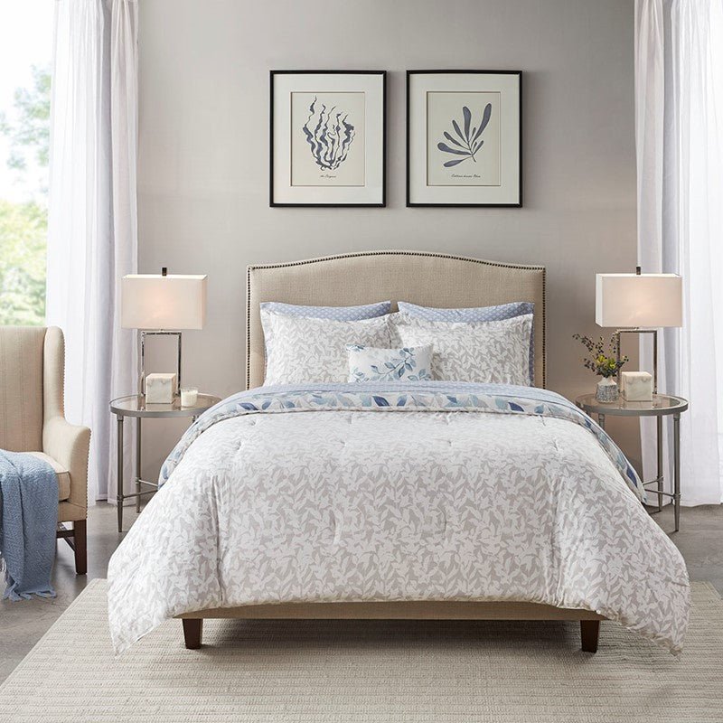 New! Sofia Reversible Comforter Set with Bed Sheets - Floral Botanical Comforters - Quahog Bay Bedding
