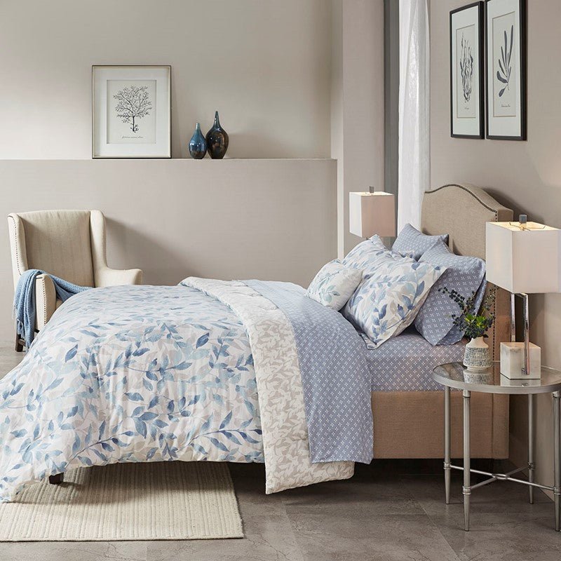 New! Sofia Reversible Comforter Set with Bed Sheets - Floral Botanical Comforters - Quahog Bay Bedding