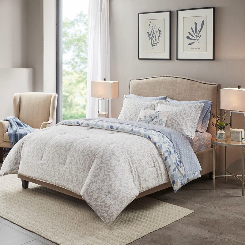 New! Sofia Reversible Comforter Set with Bed Sheets - Floral Botanical Comforters - Quahog Bay Bedding