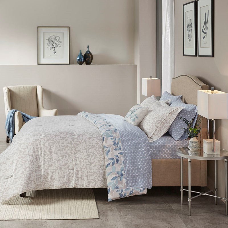 New! Sofia Reversible Comforter Set with Bed Sheets - Floral Botanical Comforters - Quahog Bay Bedding