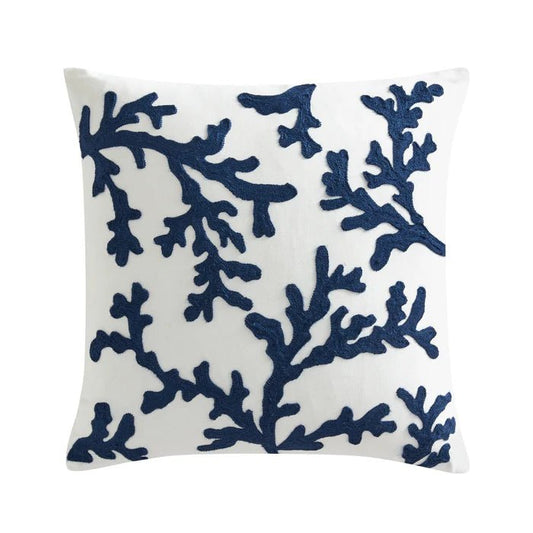 New! Waffle Plaid Navy Coral Pillow - Nautical Accent Pillows - Quahog Bay Bedding