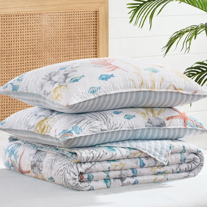 New! Whimsical Sea Quilt Set - Coastal Quilt Sets - Ocean Life Motifs - Quahog Bay Bedding