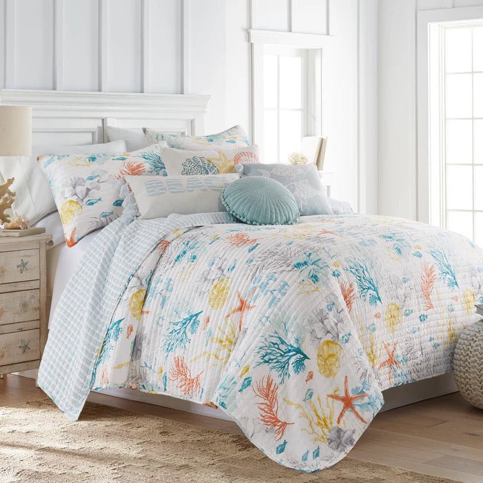 New! Whimsical Sea Quilt Set - Coastal Quilt Sets - Ocean Life Motifs - Quahog Bay Bedding