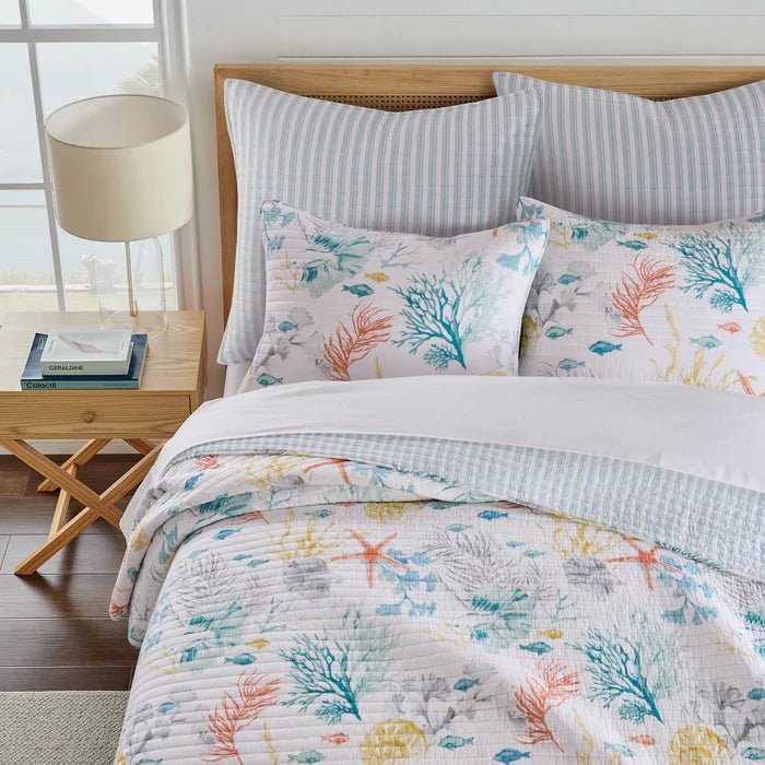 New! Whimsical Sea Quilt Set - Coastal Quilt Sets - Ocean Life Motifs - Quahog Bay Bedding