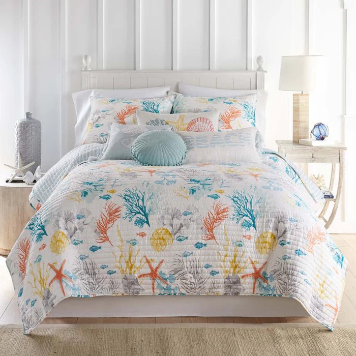 New! Whimsical Sea Quilt Set - Coastal Quilt Sets - Ocean Life Motifs - Quahog Bay Bedding