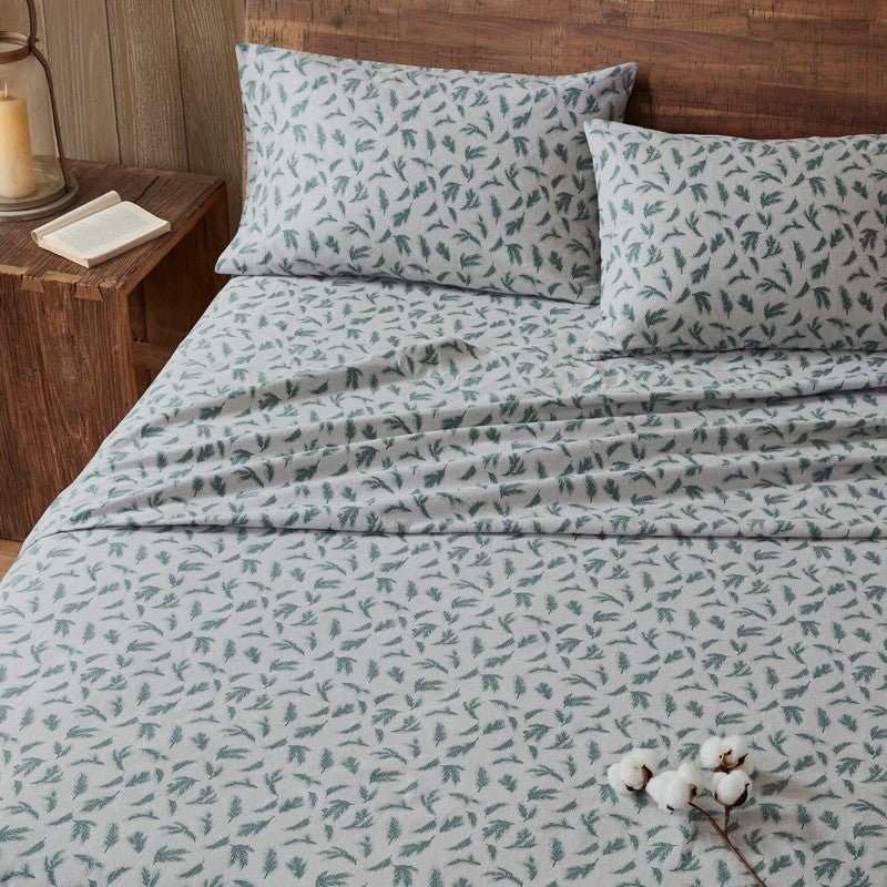 New! Woolrich 100% Cotton Printed Flannel Sheet Set - Pine Branches - Quahog Bay Bedding