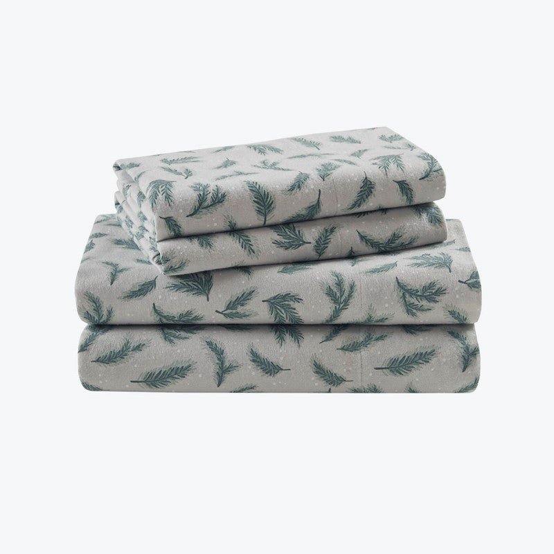 New! Woolrich 100% Cotton Printed Flannel Sheet Set - Pine Branches - Quahog Bay Bedding