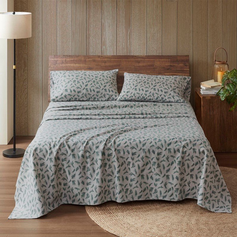 New! Woolrich 100% Cotton Printed Flannel Sheet Set - Pine Branches - Quahog Bay Bedding