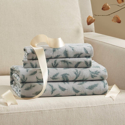 New! Woolrich 100% Cotton Printed Flannel Sheet Set - Pine Branches - Quahog Bay Bedding