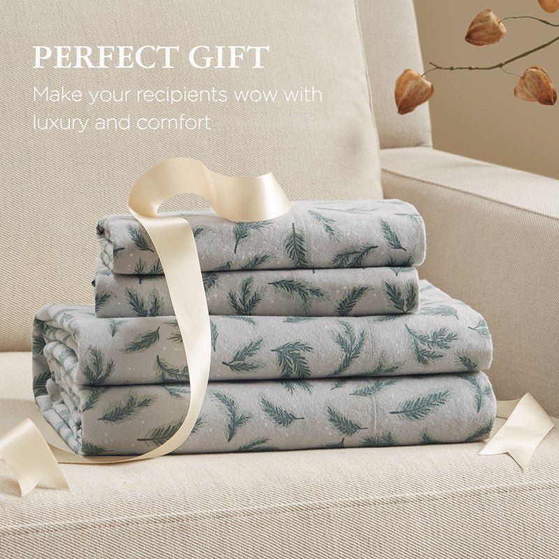 New! Woolrich 100% Cotton Printed Flannel Sheet Set - Pine Branches - Quahog Bay Bedding