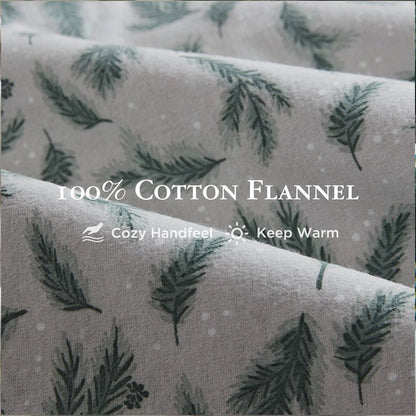New! Woolrich 100% Cotton Printed Flannel Sheet Set - Pine Branches - Quahog Bay Bedding