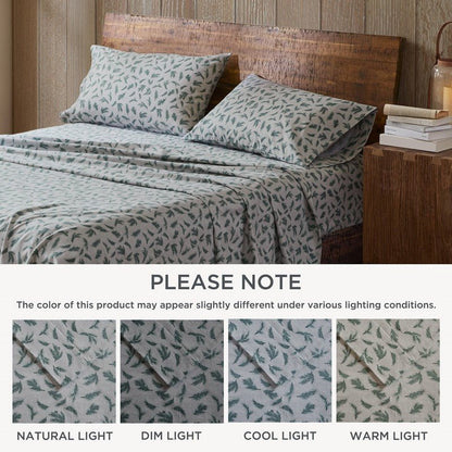 New! Woolrich 100% Cotton Printed Flannel Sheet Set - Pine Branches - Quahog Bay Bedding