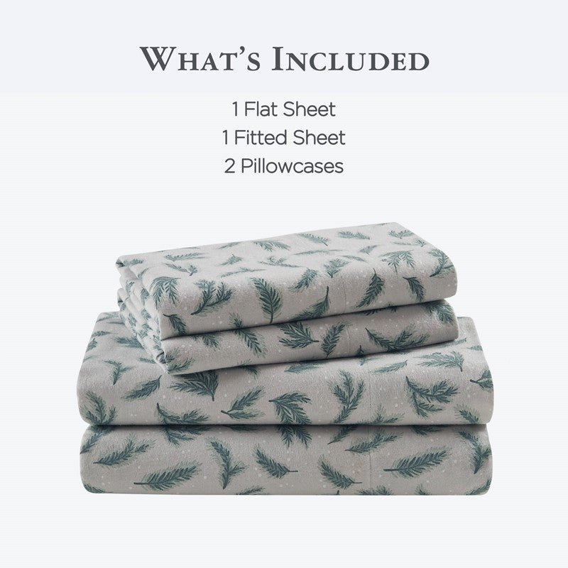 New! Woolrich 100% Cotton Printed Flannel Sheet Set - Pine Branches - Quahog Bay Bedding