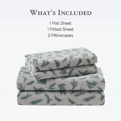 New! Woolrich 100% Cotton Printed Flannel Sheet Set - Pine Branches - Quahog Bay Bedding