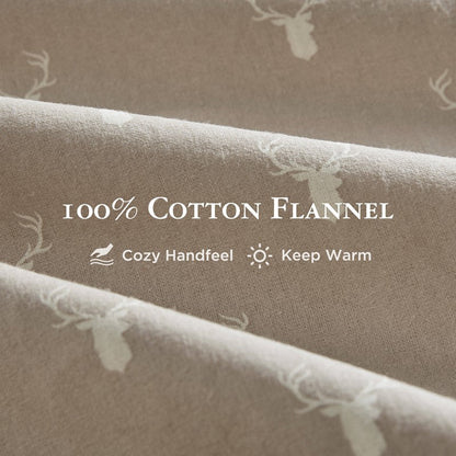 New! Woolrich 100% Cotton Printed Flannel Sheet Set - Stag Head - Quahog Bay Bedding