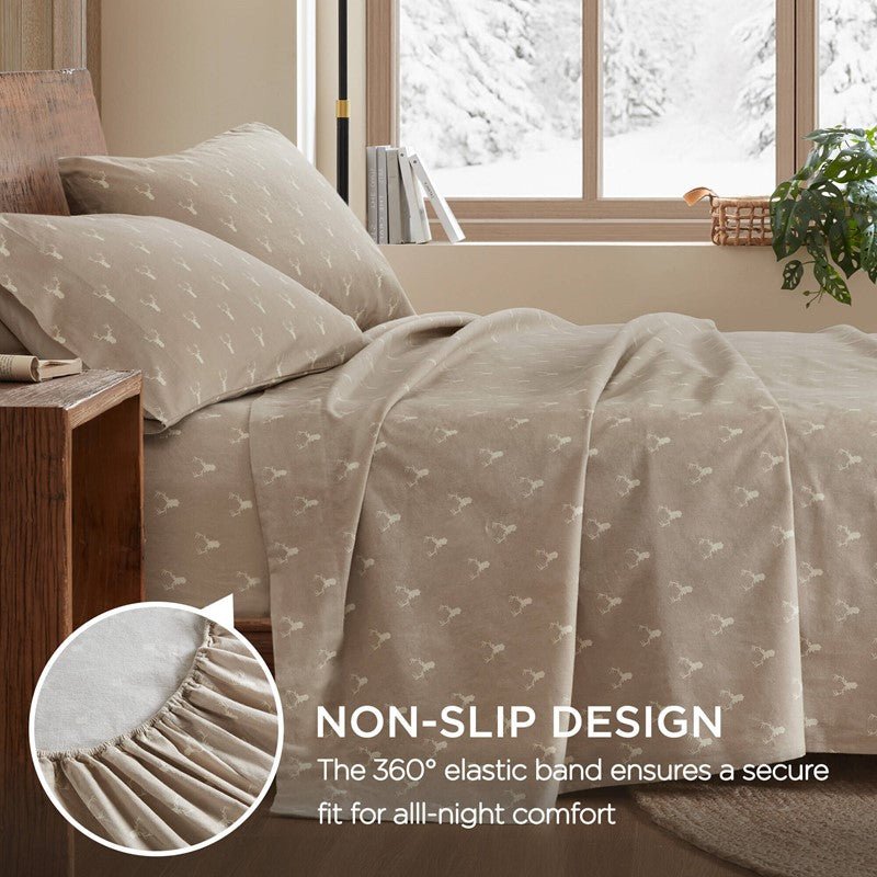 New! Woolrich 100% Cotton Printed Flannel Sheet Set - Stag Head - Quahog Bay Bedding