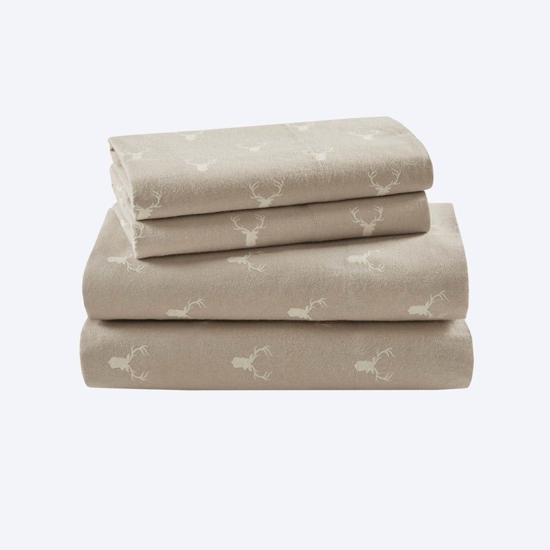 New! Woolrich 100% Cotton Printed Flannel Sheet Set - Stag Head - Quahog Bay Bedding