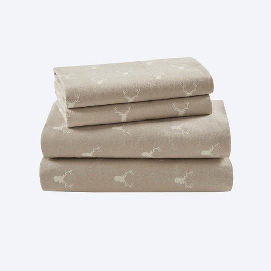 New! Woolrich 100% Cotton Printed Flannel Sheet Set - Stag Head - Quahog Bay Bedding
