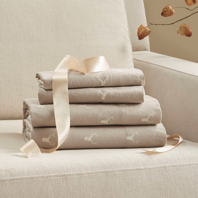 New! Woolrich 100% Cotton Printed Flannel Sheet Set - Stag Head - Quahog Bay Bedding