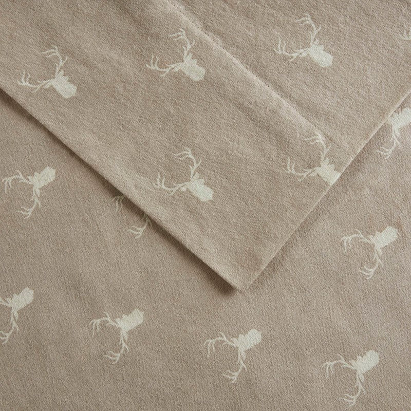 New! Woolrich 100% Cotton Printed Flannel Sheet Set - Stag Head - Quahog Bay Bedding