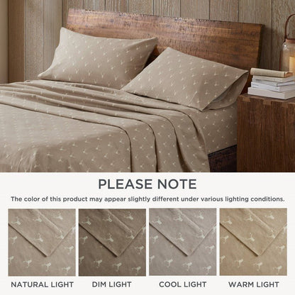 New! Woolrich 100% Cotton Printed Flannel Sheet Set - Stag Head - Quahog Bay Bedding