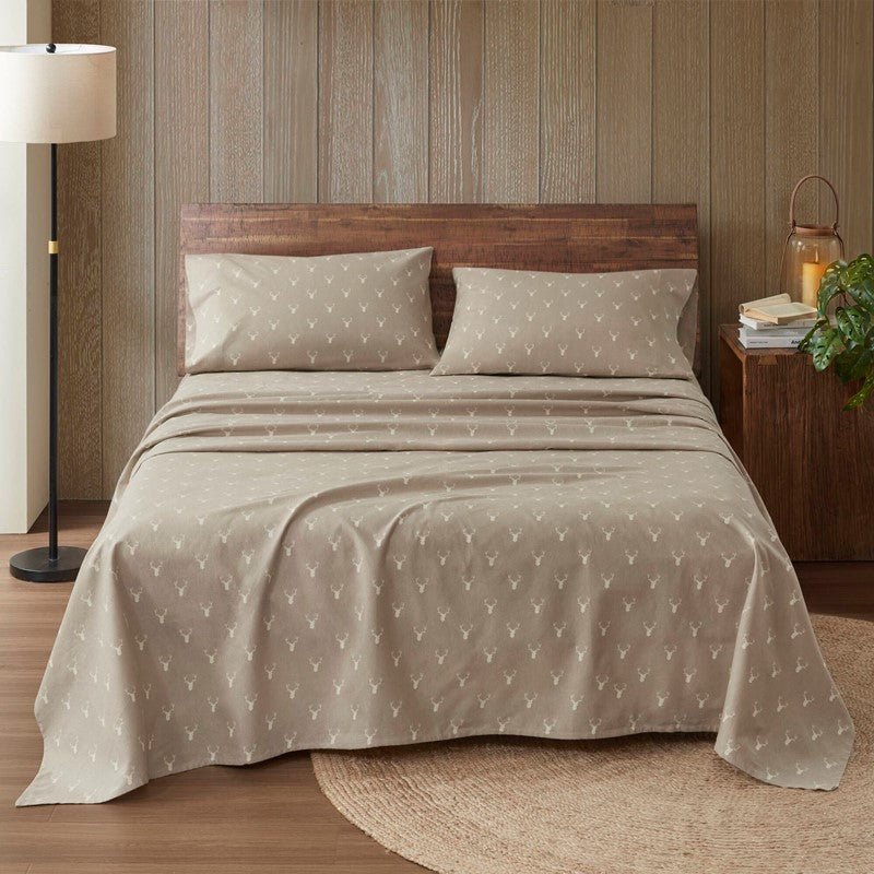 New! Woolrich 100% Cotton Printed Flannel Sheet Set - Stag Head - Quahog Bay Bedding