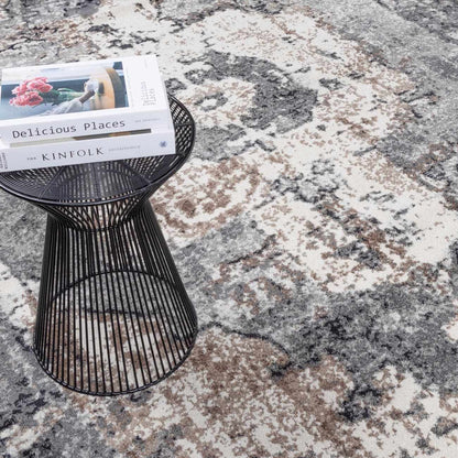 Newalla Charcoal & Brown Area Rug - Traditional Design | Medium Pile - Quahog Bay Bedding