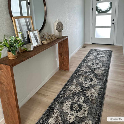 Newalla Charcoal & Brown Area Rug - Traditional Design | Medium Pile - Quahog Bay Bedding