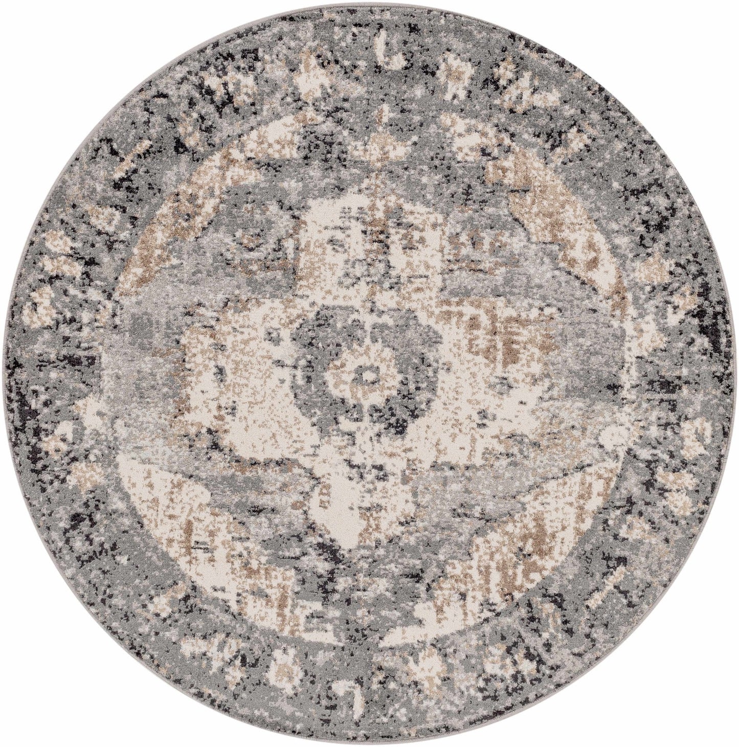 Newalla Charcoal & Brown Area Rug - Traditional Design | Medium Pile - Quahog Bay Bedding