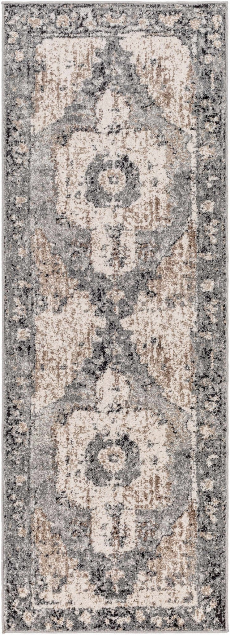 Newalla Charcoal & Brown Area Rug - Traditional Design | Medium Pile - Quahog Bay Bedding