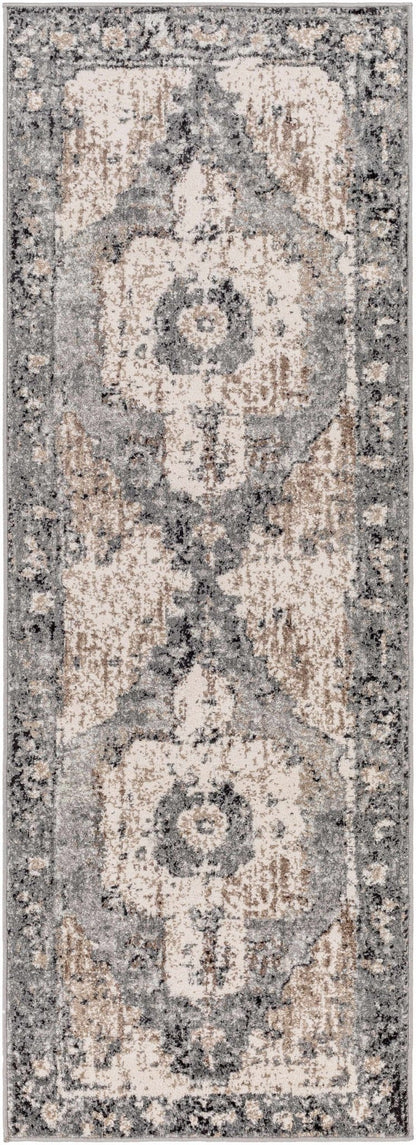 Newalla Charcoal & Brown Area Rug - Traditional Design | Medium Pile - Quahog Bay Bedding