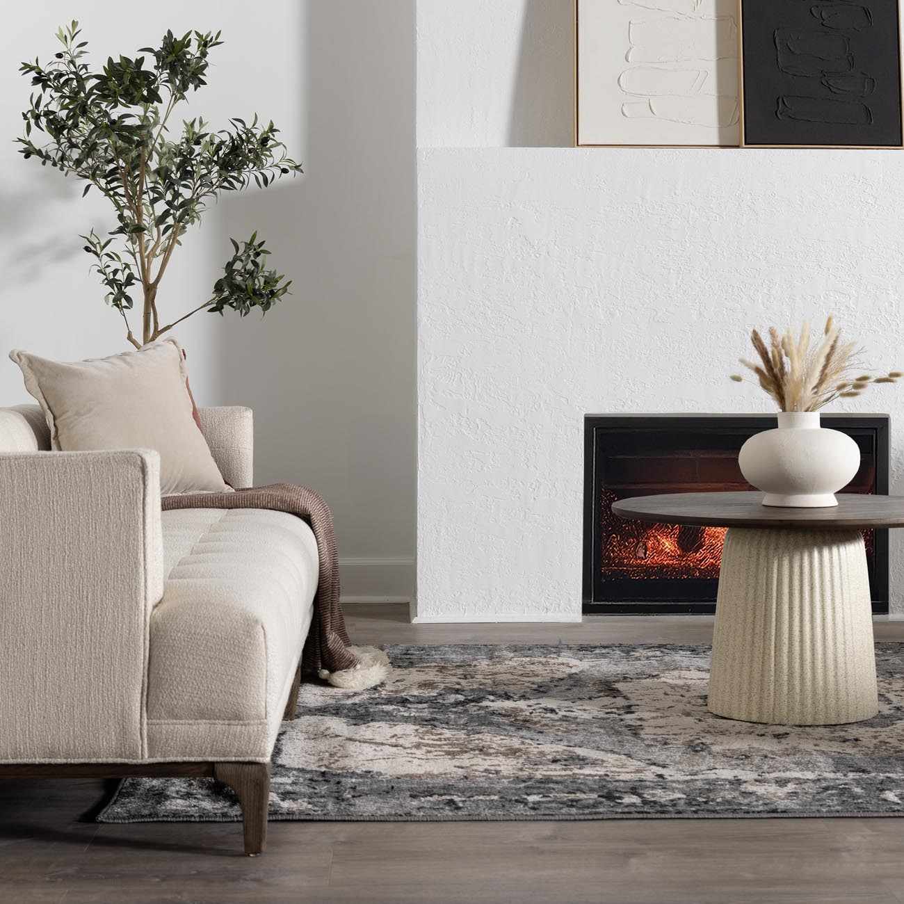 Newalla Charcoal & Brown Area Rug - Traditional Design | Medium Pile - Quahog Bay Bedding