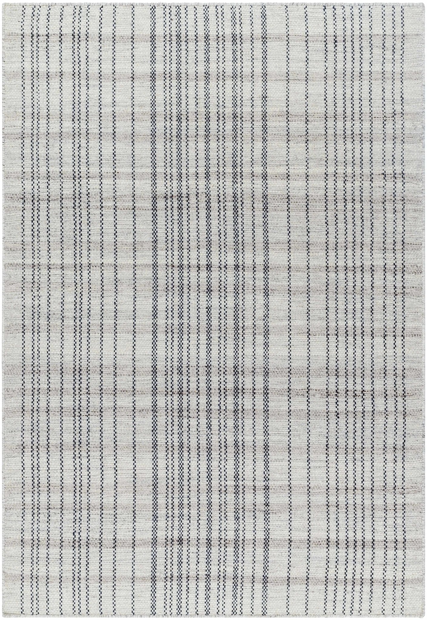 Nissa Gray Blue Checkered Wool Rug - Quahog Bay Bedding