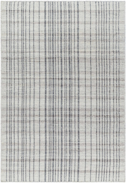 Nissa Gray Blue Checkered Wool Rug - Quahog Bay Bedding
