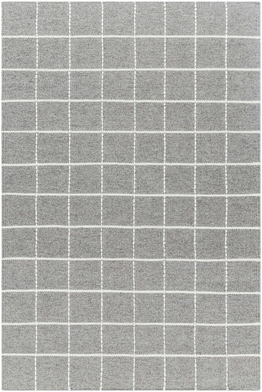 Nissa Gray Checkered Wool Rug - Quahog Bay Bedding