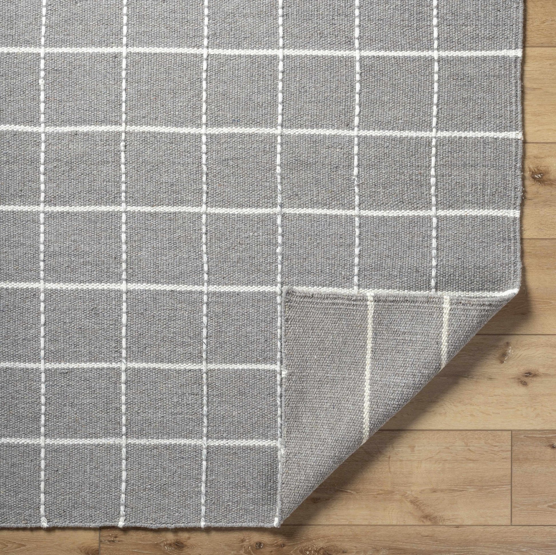 Nissa Gray Checkered Wool Rug - Quahog Bay Bedding