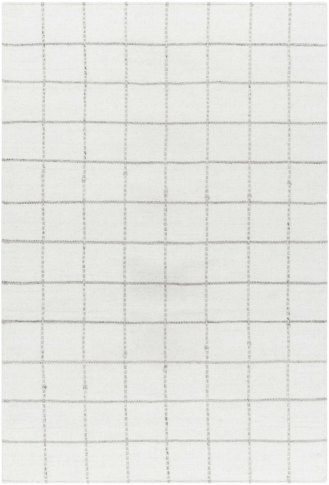 Nissa White Gray Checkered Wool Rug - Quahog Bay Bedding