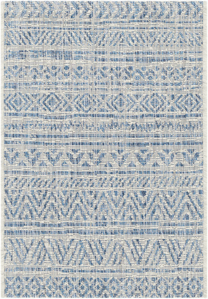 Novato Blue & Light Blue All Over Pattern Performance Rug