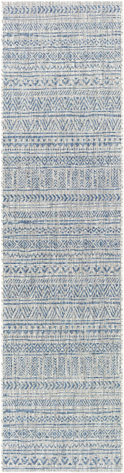 Novato Blue & Light Blue All Over Pattern Performance Rug