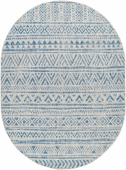 Novato Blue & Light Blue All Over Pattern Performance Rug
