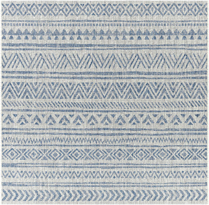 Novato Blue & Light Blue All Over Pattern Performance Rug