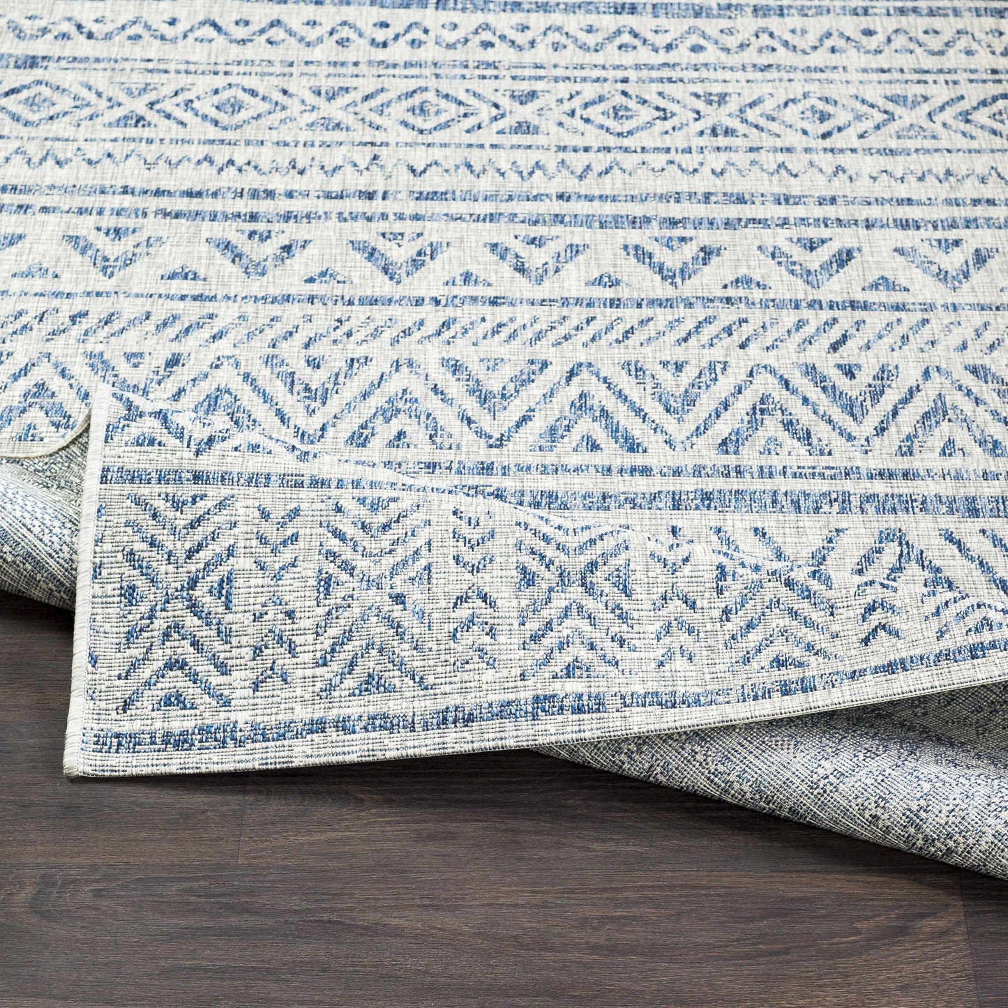 Novato Blue & Light Blue All Over Pattern Performance Rug