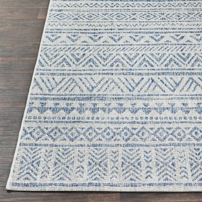 Novato Blue & Light Blue All Over Pattern Performance Rug