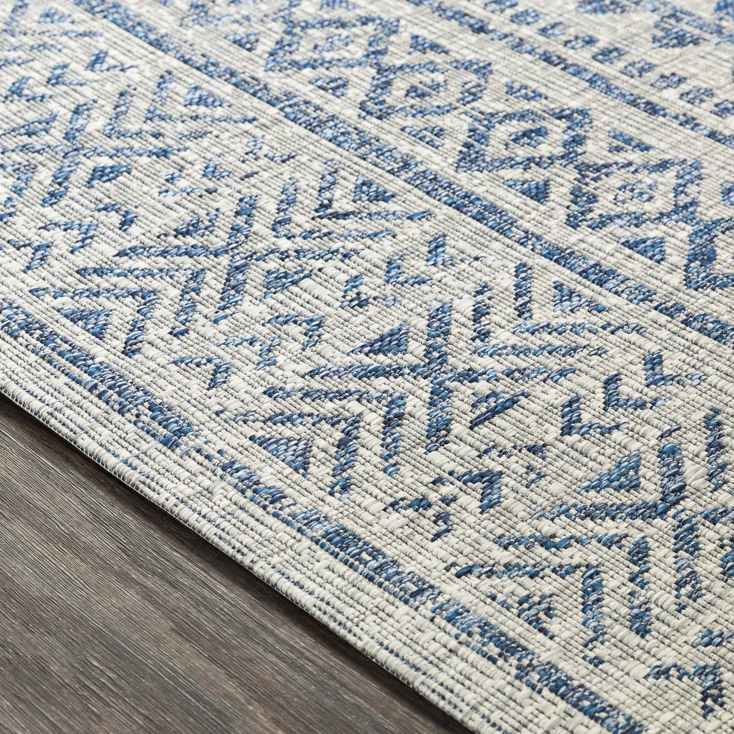 Novato Blue & Light Blue All Over Pattern Performance Rug