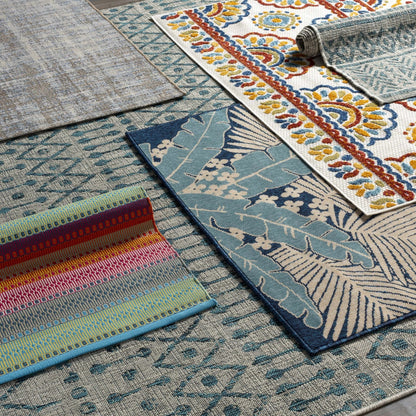 Novato Aqua All Over Pattern Performance Rug - Quahog Bay Bedding