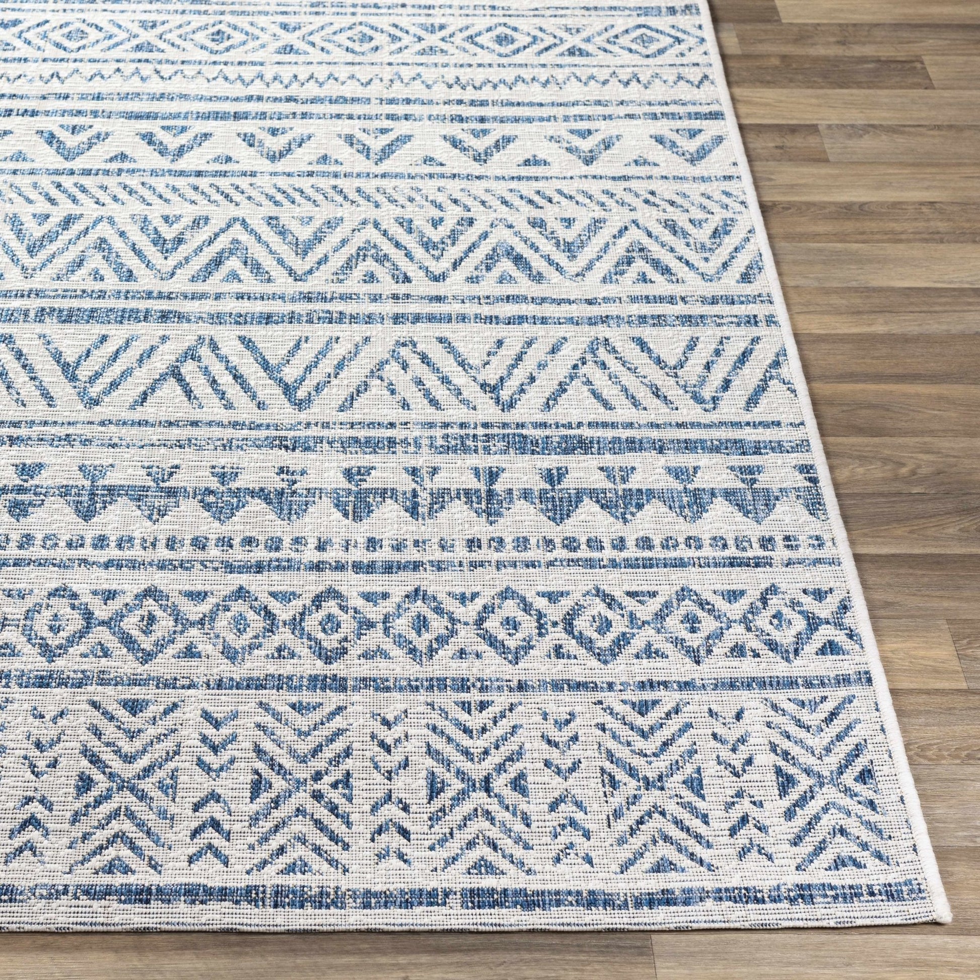 Novato Navy All Over Pattern Performance Rug - Quahog Bay Bedding